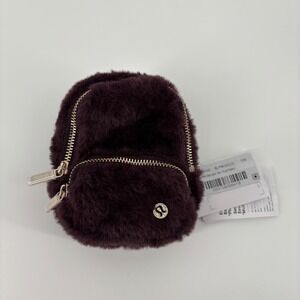 Lululemon Everywhere Backpack Nano Plush Fleece Womens OS Black Plum NEW Gold HW